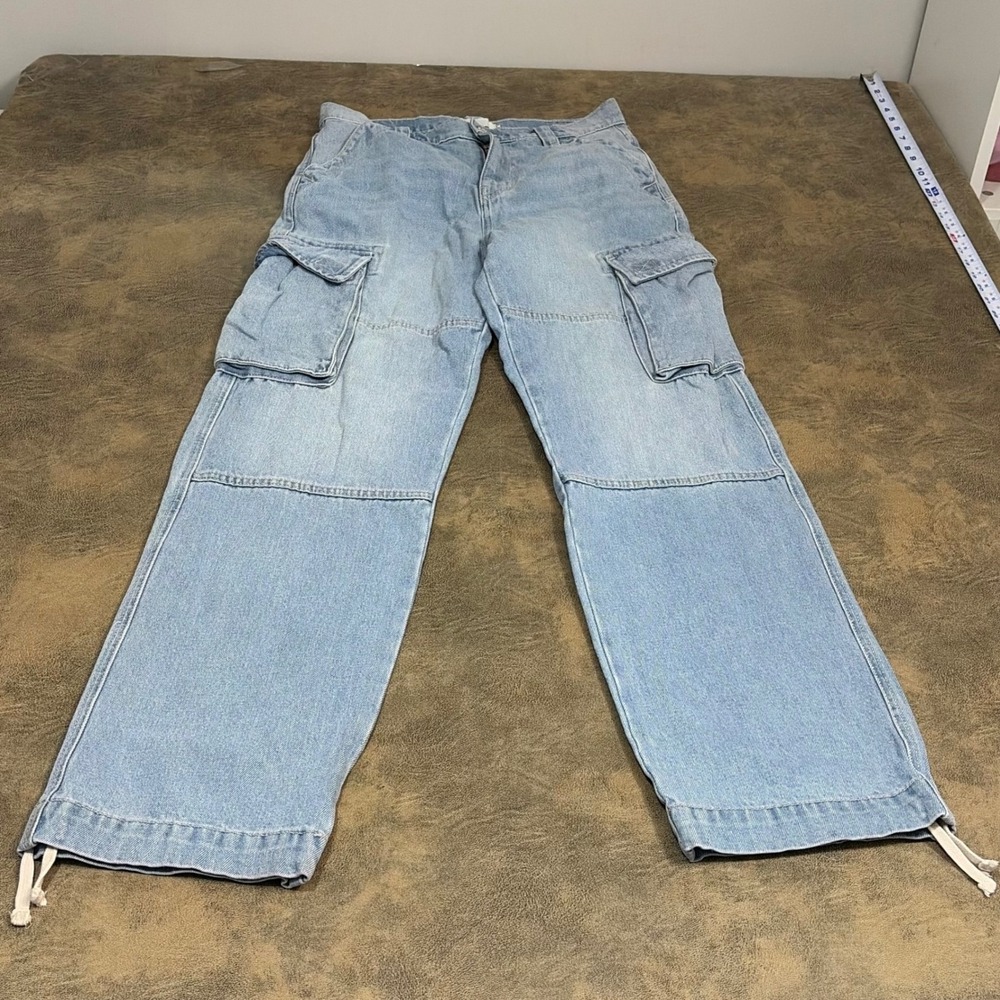 BDG Cargo Jeans Mens 30 Light Blue Skate Fit Wide Leg OB1777839